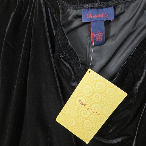 Denim 24/7 Velvet Pull On Pants sz 2X Black Elastic Waist Lounge NEW - Picture 6 of 13